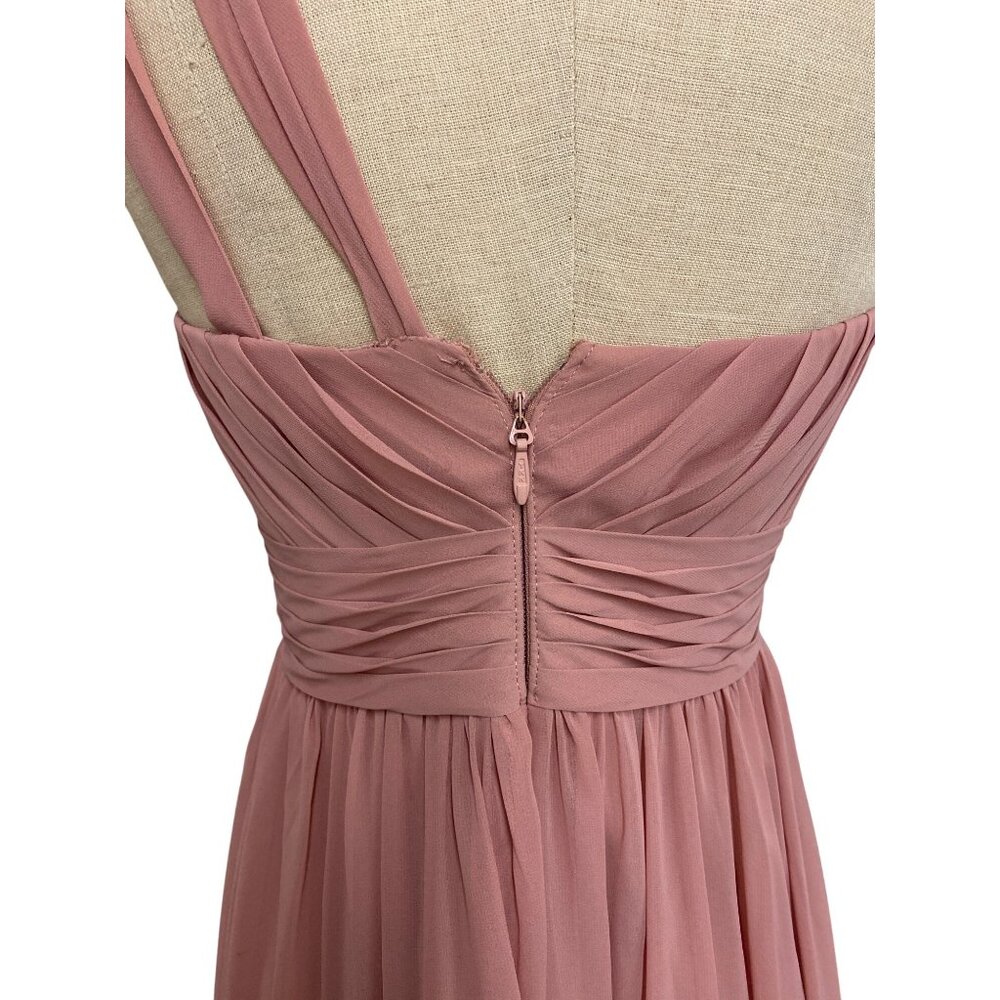 Azazie Womens A2 One-Shoulder Pleated Gown Blush Pink - Picture 8 of 16